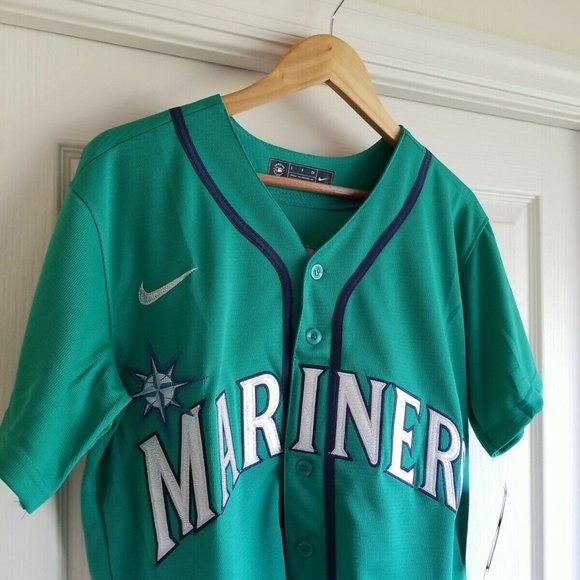 KEN GRIFFEY JR SEATTLE MARINERS GREEN RETRO THROWBACK JERSEY - Picture 2 of 8